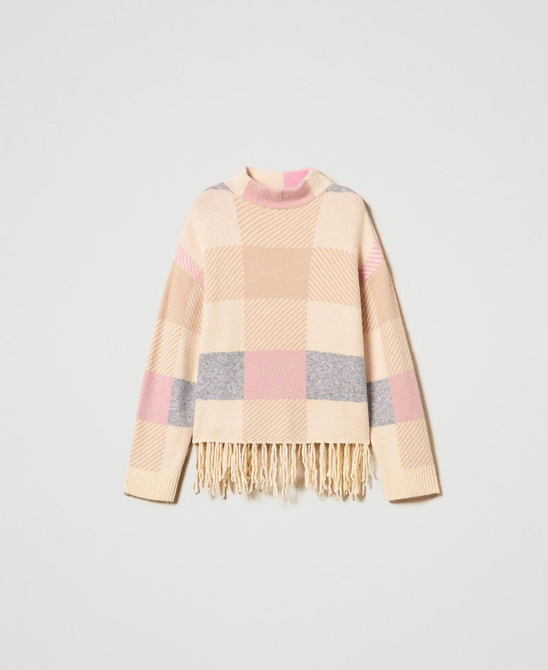 Pull jacquard avec franges Jacquard Silk Fuchsia/Les Beiges/Beige Pepper Femme 242LI3ZAA_11812_S0