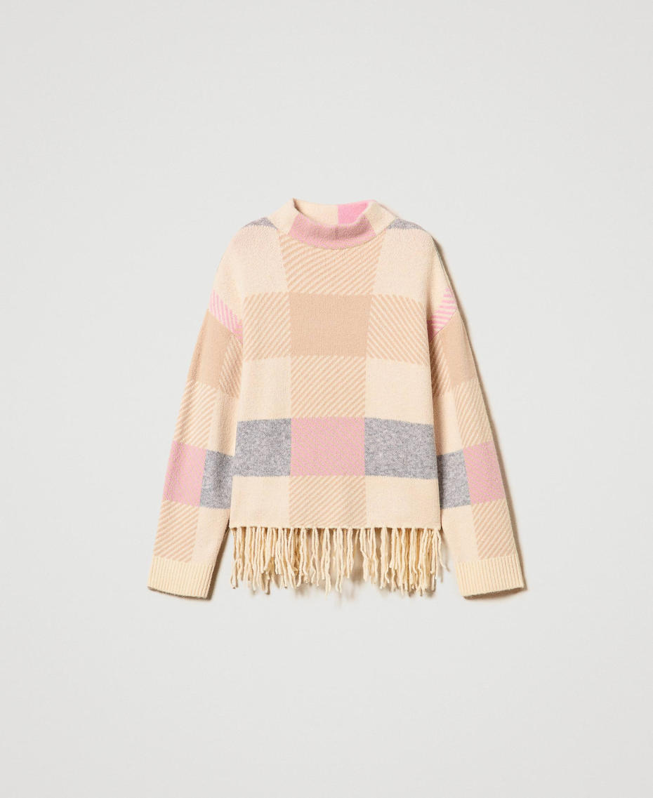 Pull jacquard avec franges Jacquard Silk Fuchsia/Les Beiges/Beige Pepper Femme 242LI3ZAA_11812_S0