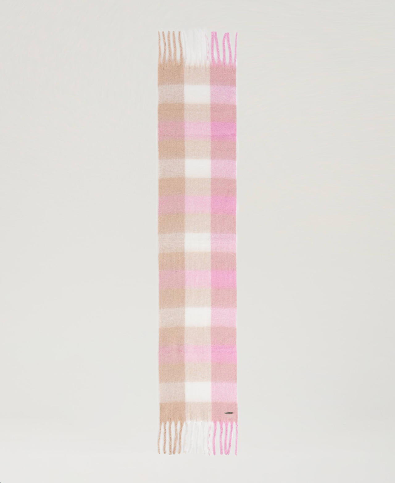 Jacquard wool cloth stole Les Beiges / Prism Pink Multicolour Check Woman 242LI4AFF_11844_05