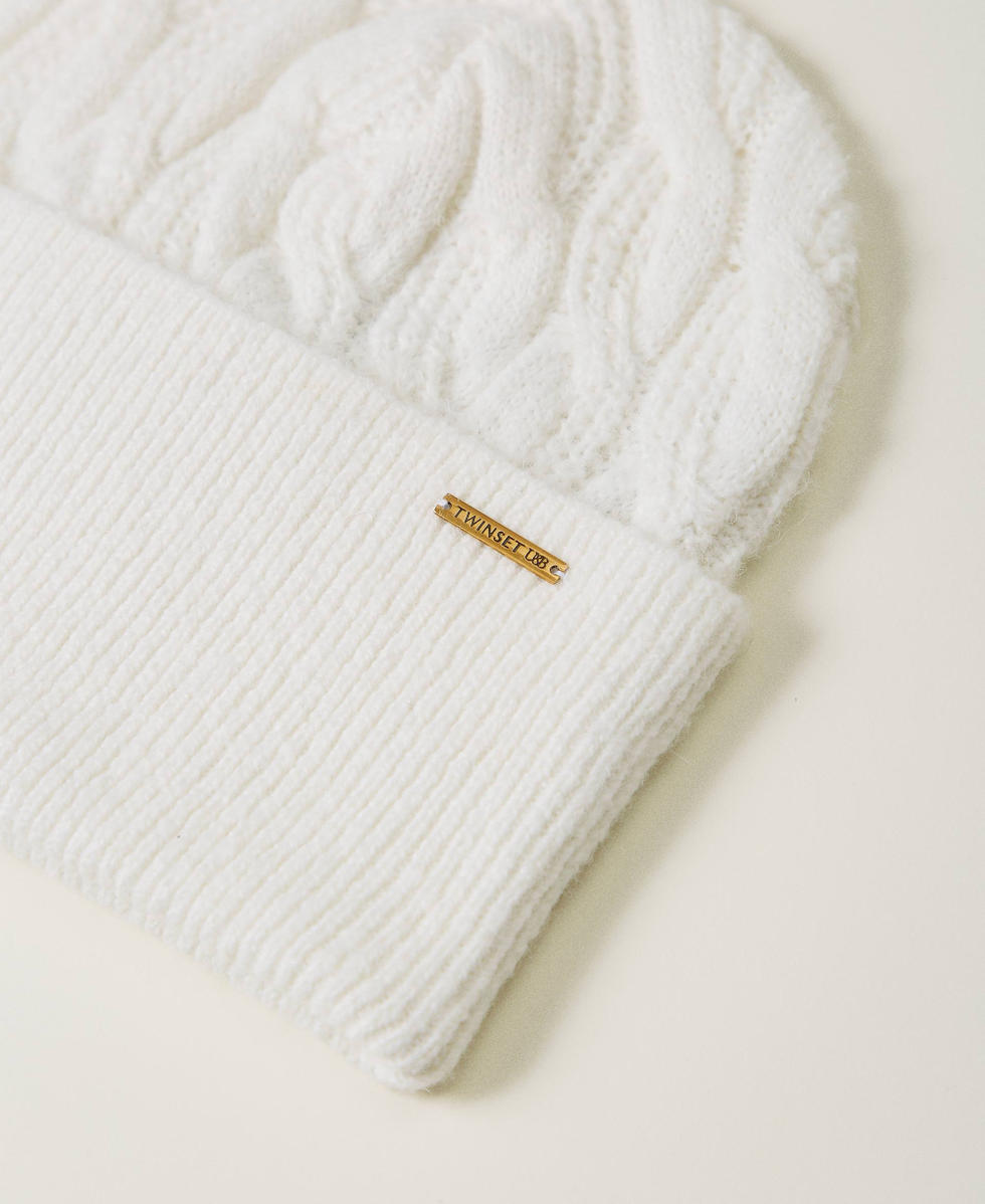 Bonnet en maille torsad&eacute;e Nacre Femme 242LI4AMM_00059_02