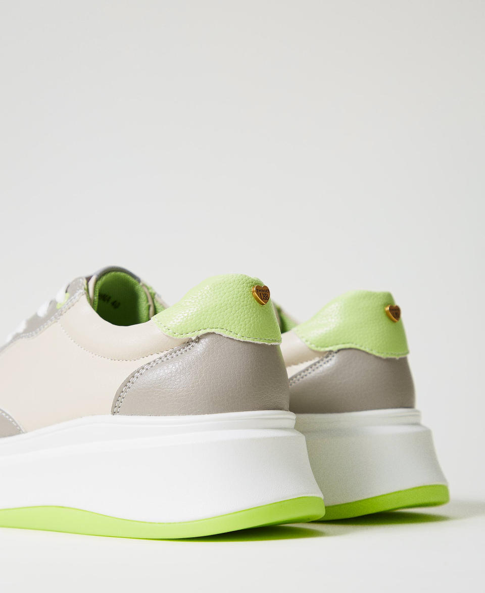Baskets color block Bicolore Blanc Optique/Vert « Soft Lime » Femme 242LIP010_11741_03