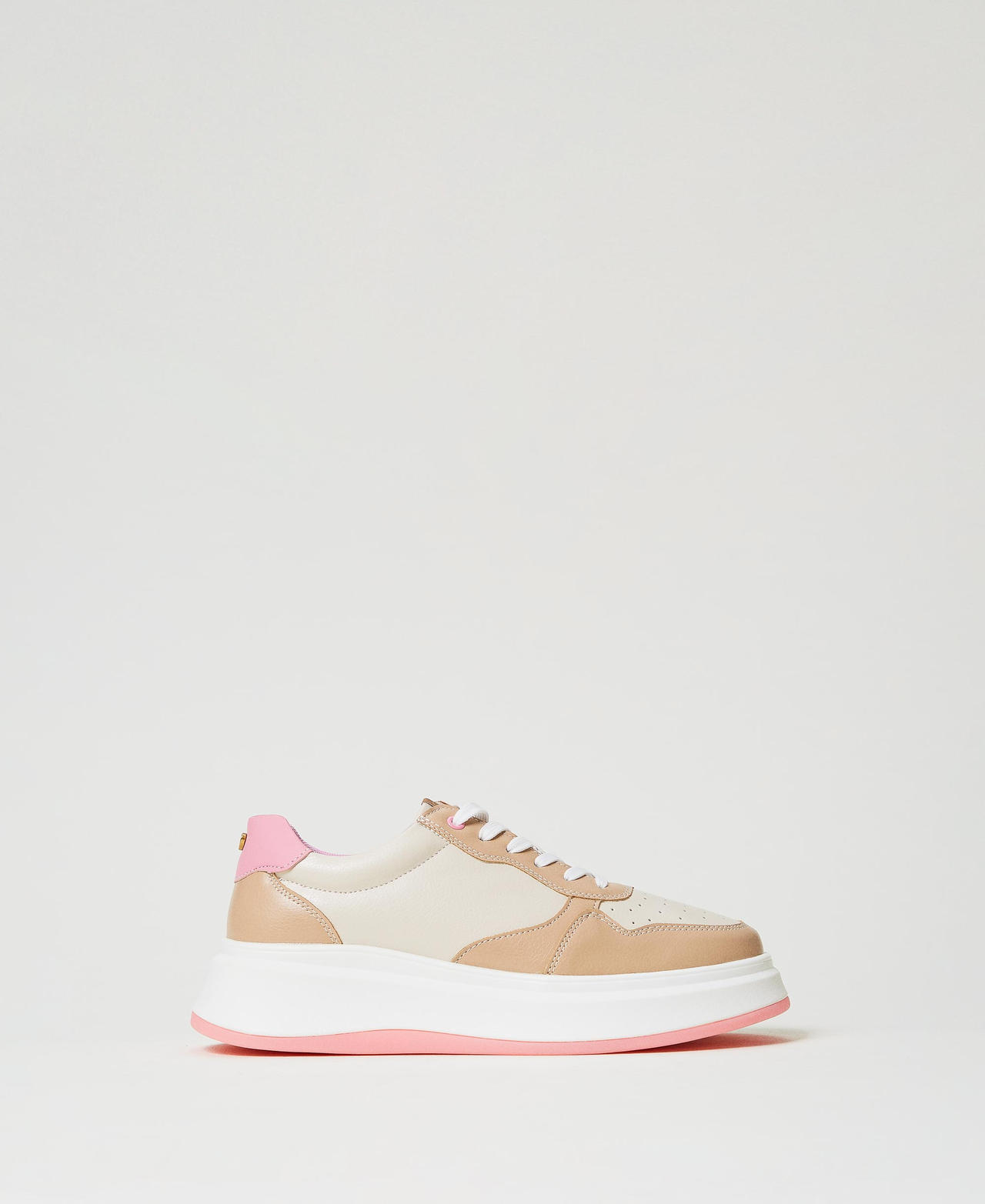 Sneakers color block Bicolor Bianco Ottico / Rosa "Prism Pink" Donna 242LIP010_11742_01