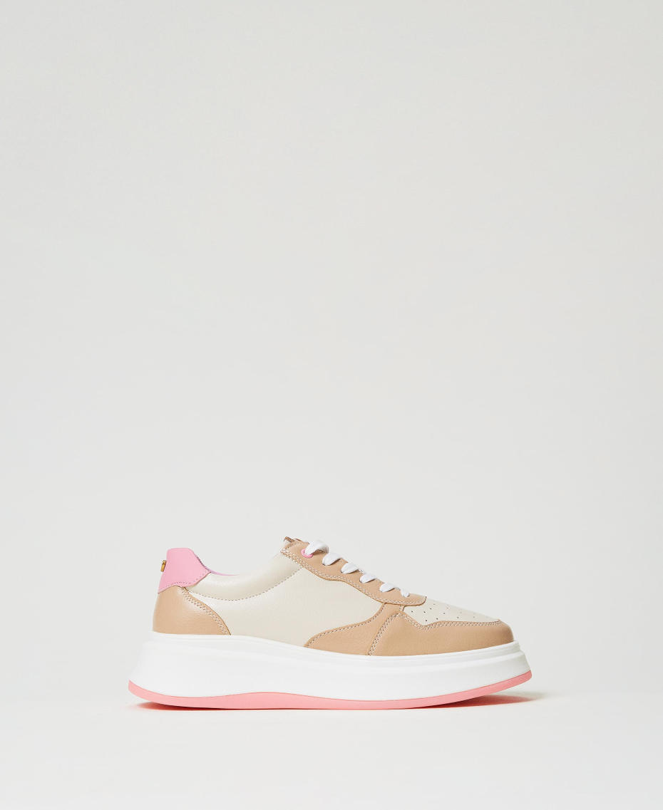 Colour block trainers Two-tone Optical White / Prism Pink Woman 242LIP010_11742_01