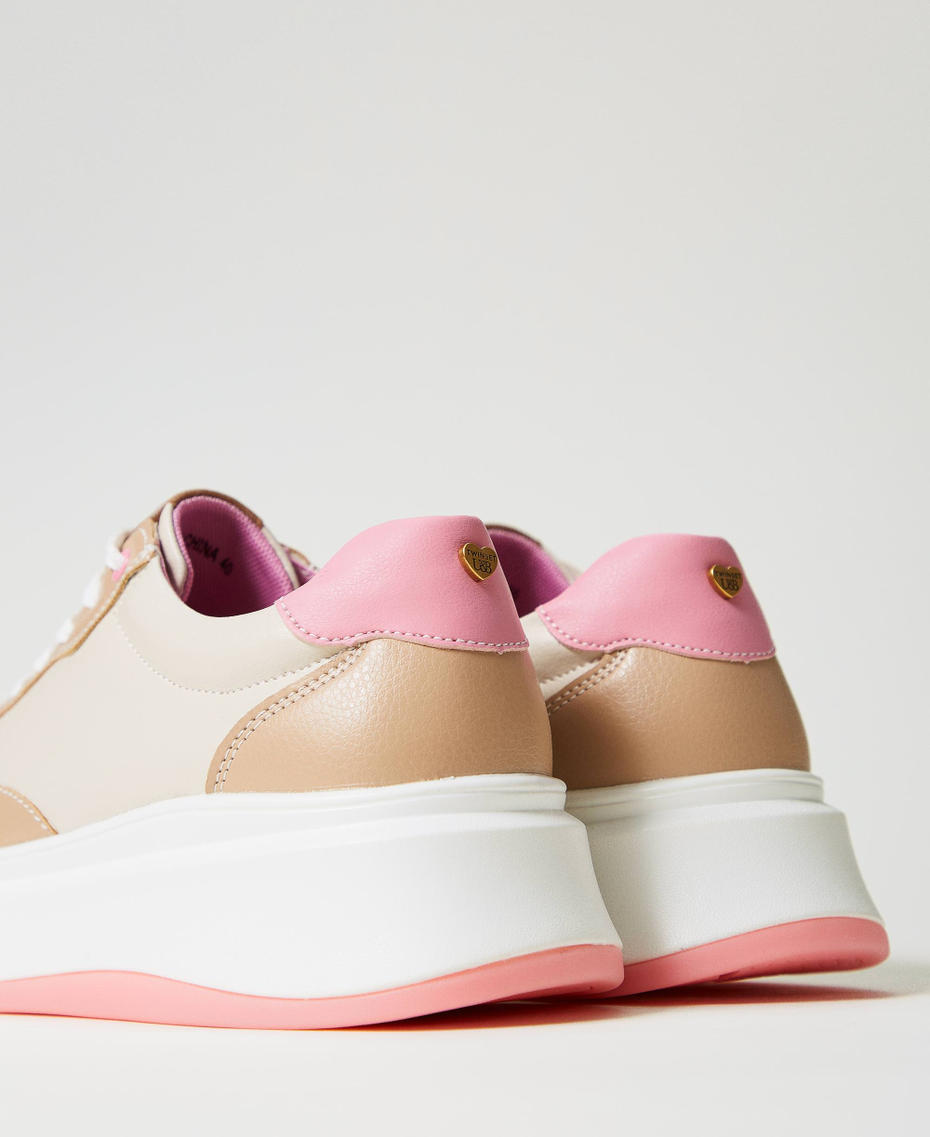 Sneakers color block Bicolor Bianco Ottico / Rosa "Prism Pink" Donna 242LIP010_11742_03