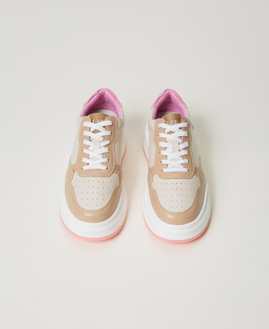 Colour block trainers Two-tone Optical White / Prism Pink Woman 242LIP010_11742_04