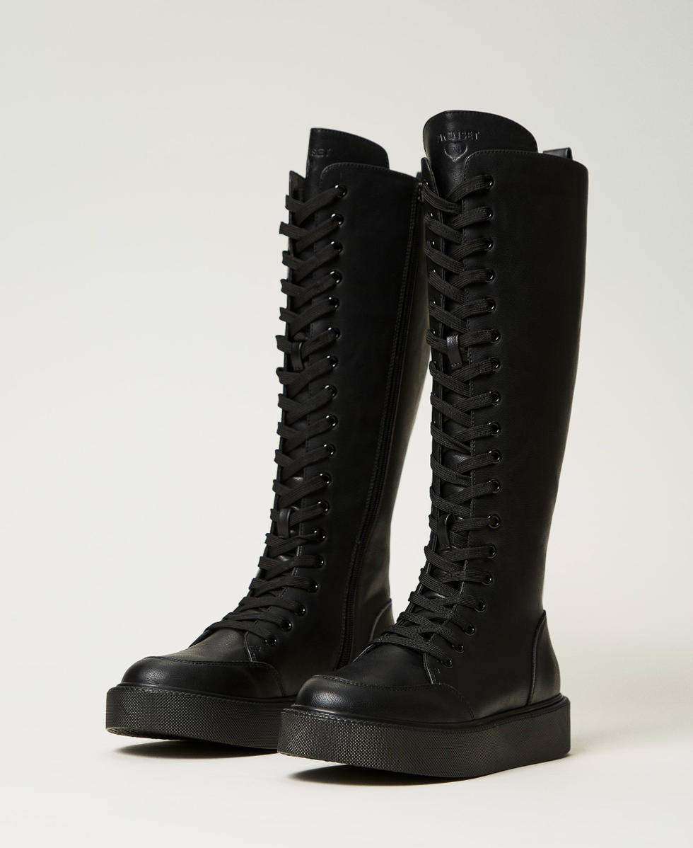Sneaker Boots mit Schnurung Frau Schwarz TWINSET Milano