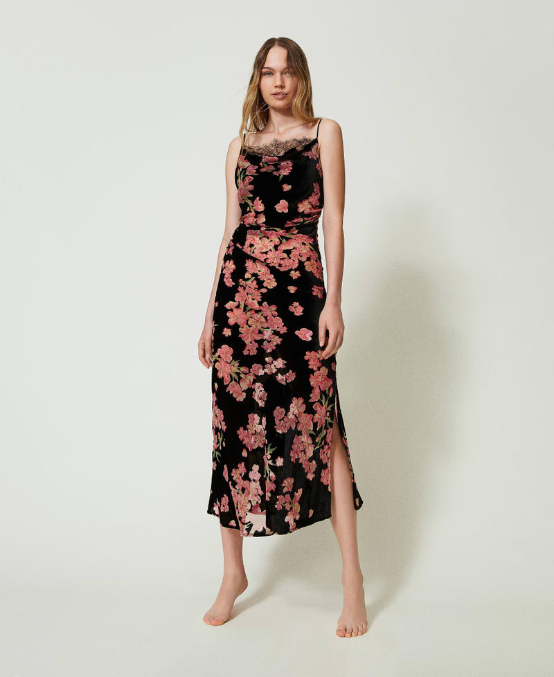 Floral dévoré velvet slip