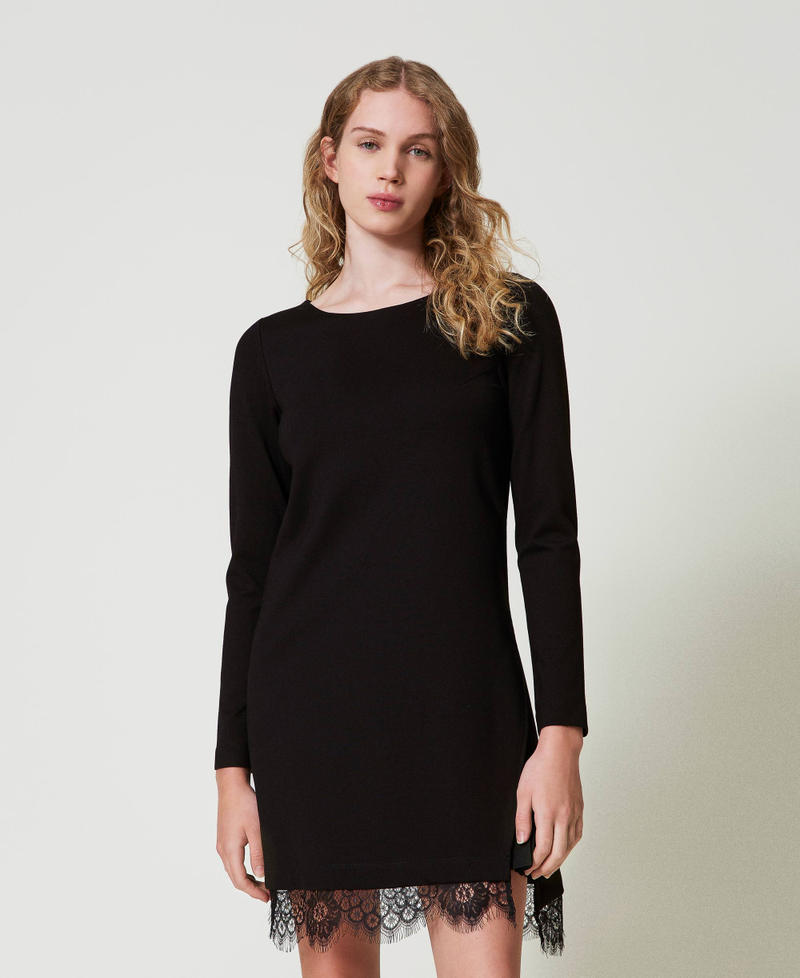 Abito corto con pizzo Nero Donna 242LL2JBB_00006_02