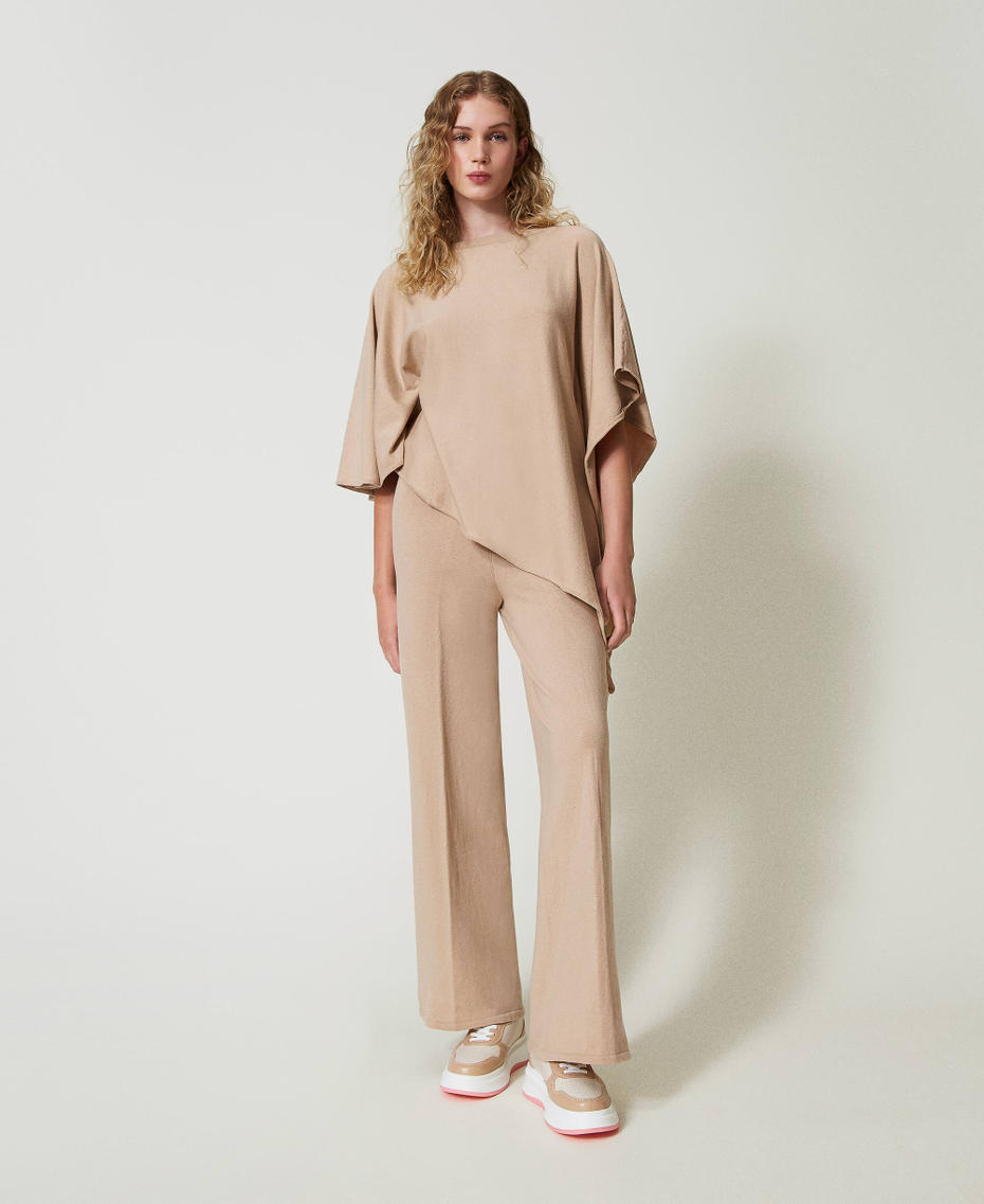 Knit palazzo trousers Wonder Beige Woman 242LL3BBB_11044_01