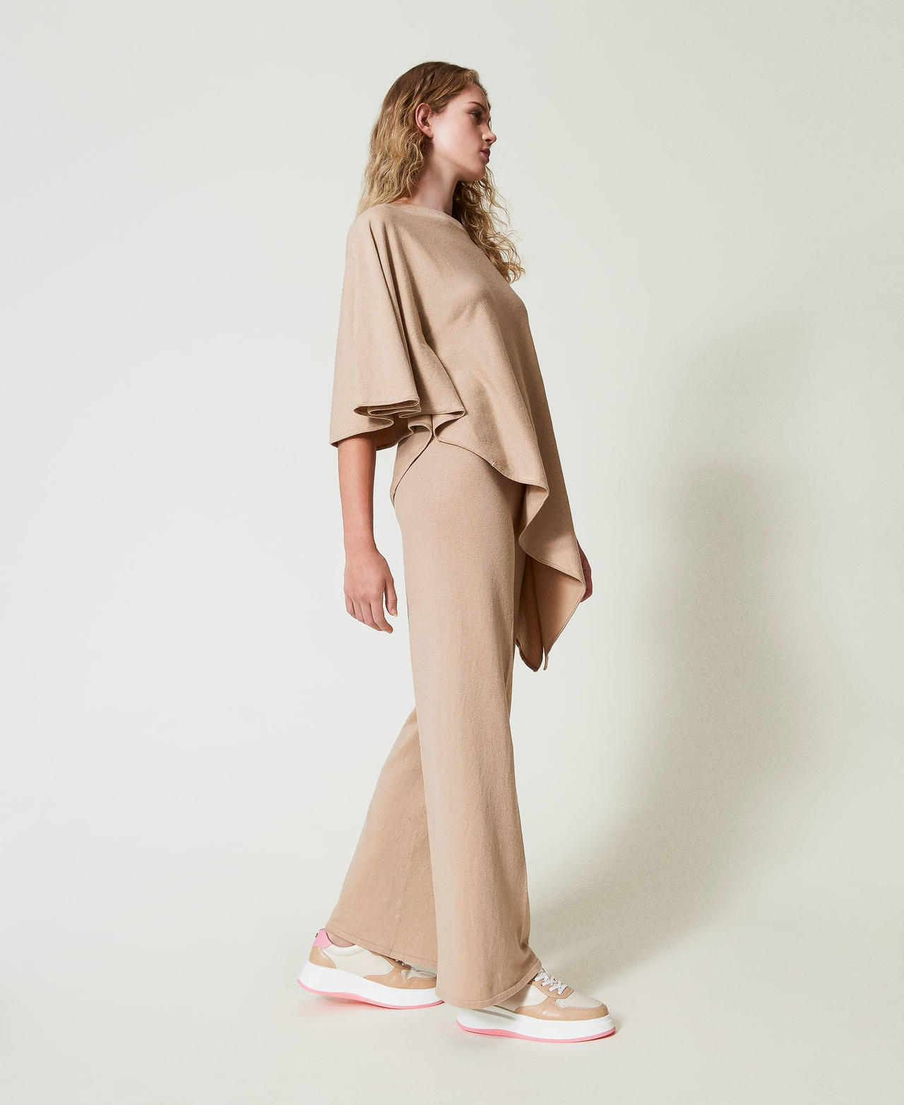 Knit palazzo trousers Wonder Beige Woman 242LL3BBB_11044_02