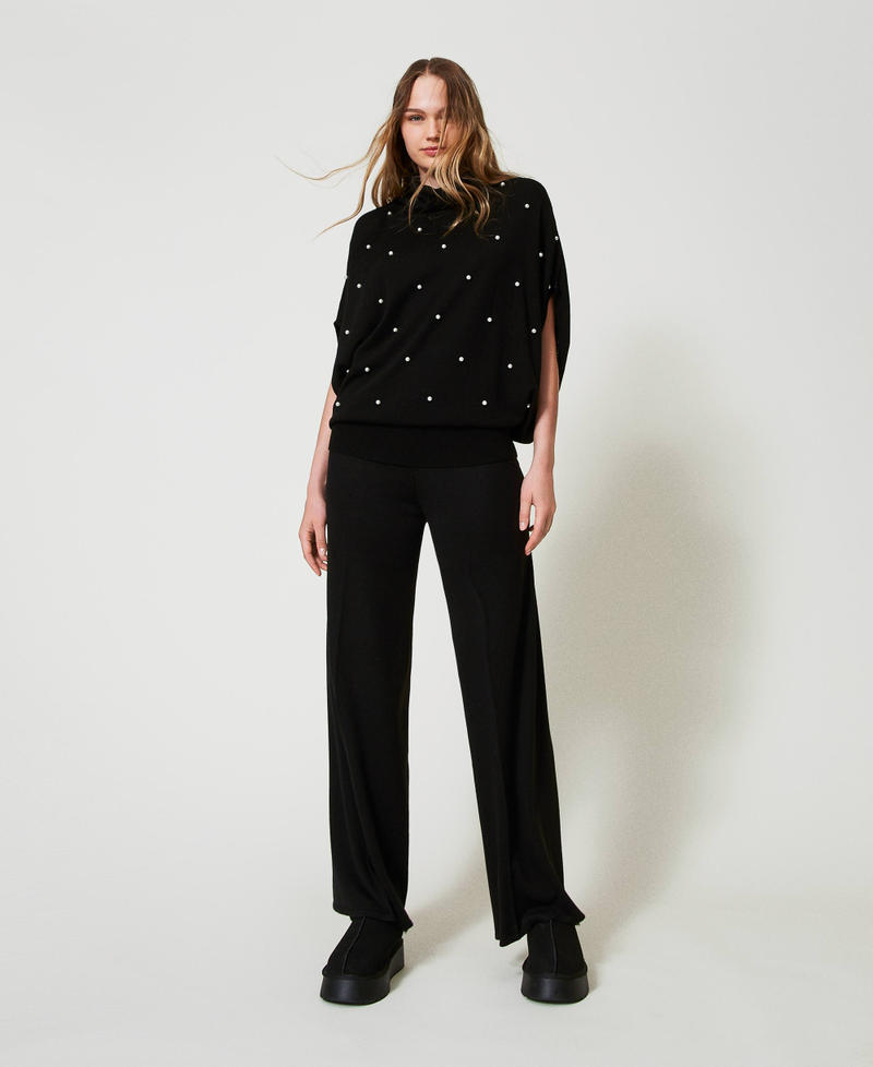 Wool blend palazzo trousers Black Woman 242LL3EBB_00006_01