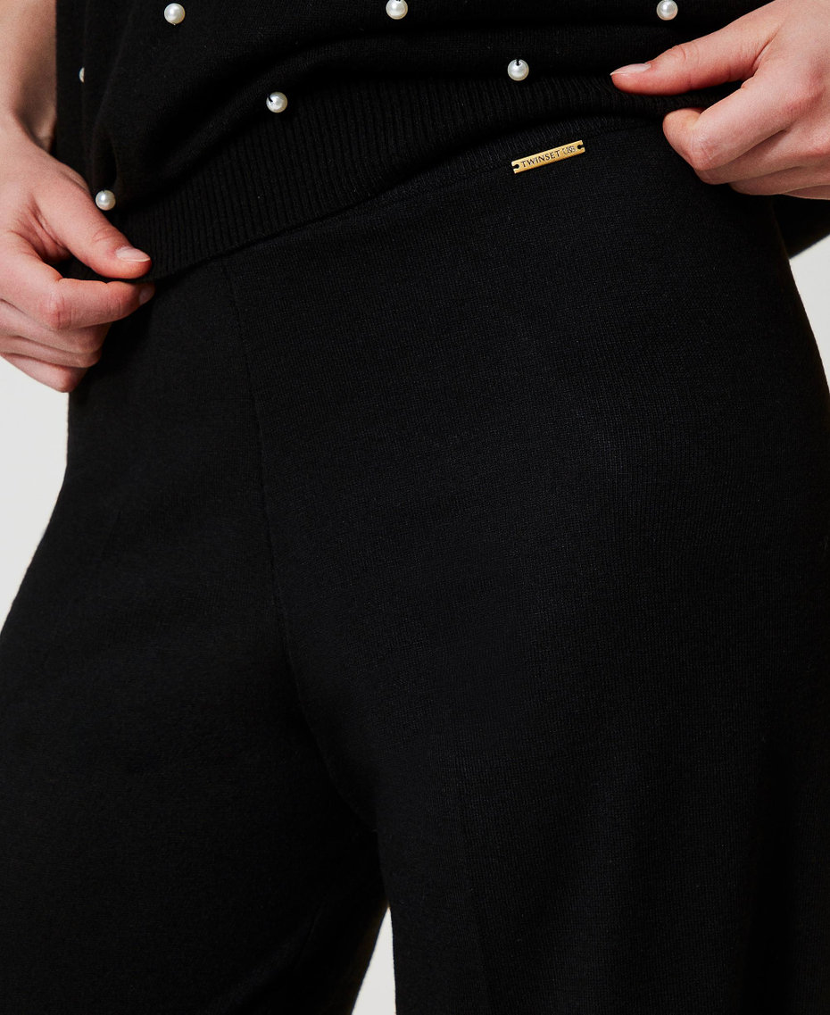 Wool blend palazzo trousers Black Woman 242LL3EBB_00006_04