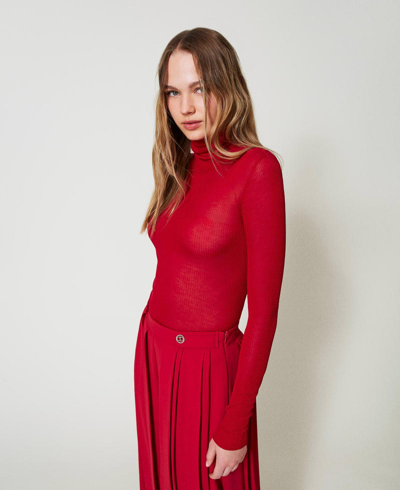 Viscose fitted turtleneck jumper Venetian Red Woman 242LL3SAA_00740_01