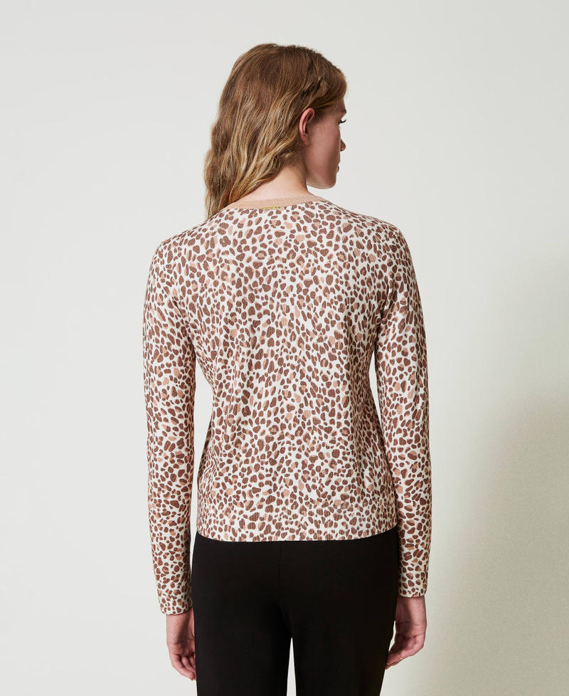 Knit cardigan with print and lace
