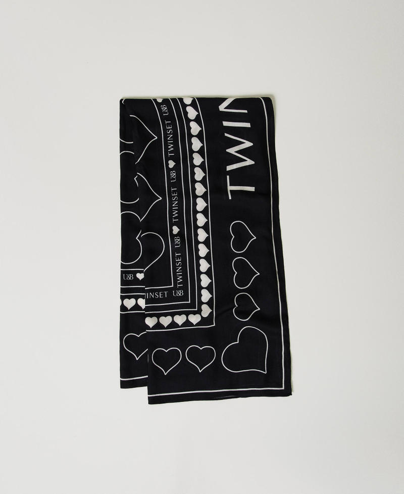 Kefiah con stampa logo e cuori Nero Donna 242LL5ADD_00006_01