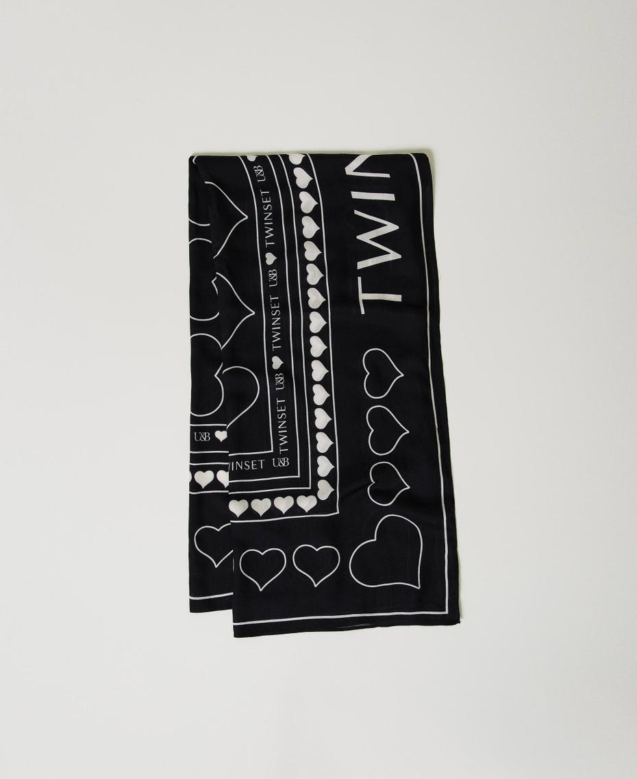 Kefiah con stampa logo e cuori Nero Donna 242LL5ADD_00006_01