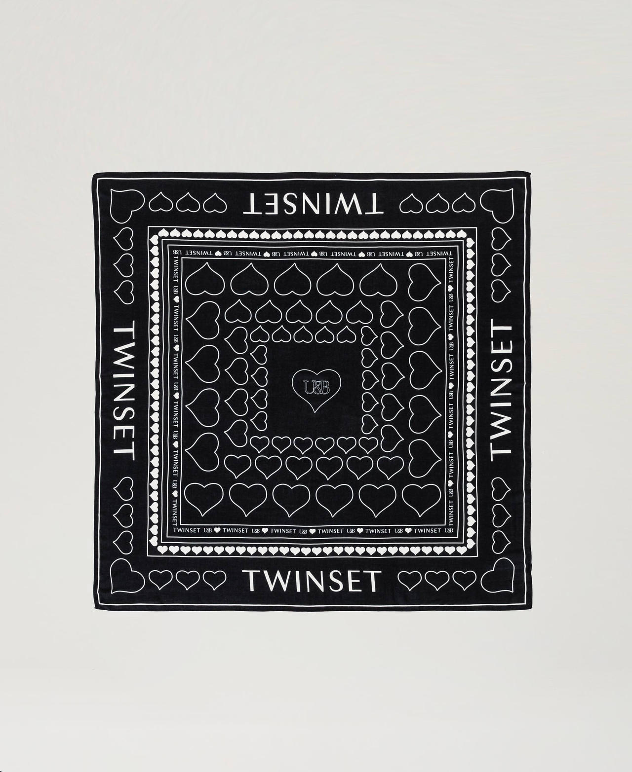 Kefiah con stampa logo e cuori Nero Donna 242LL5ADD_00006_05