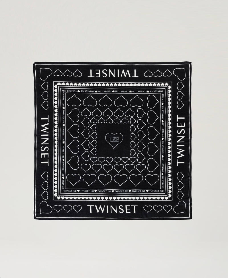 Kefiah con stampa logo e cuori Nero Donna 242LL5ADD_00006_05