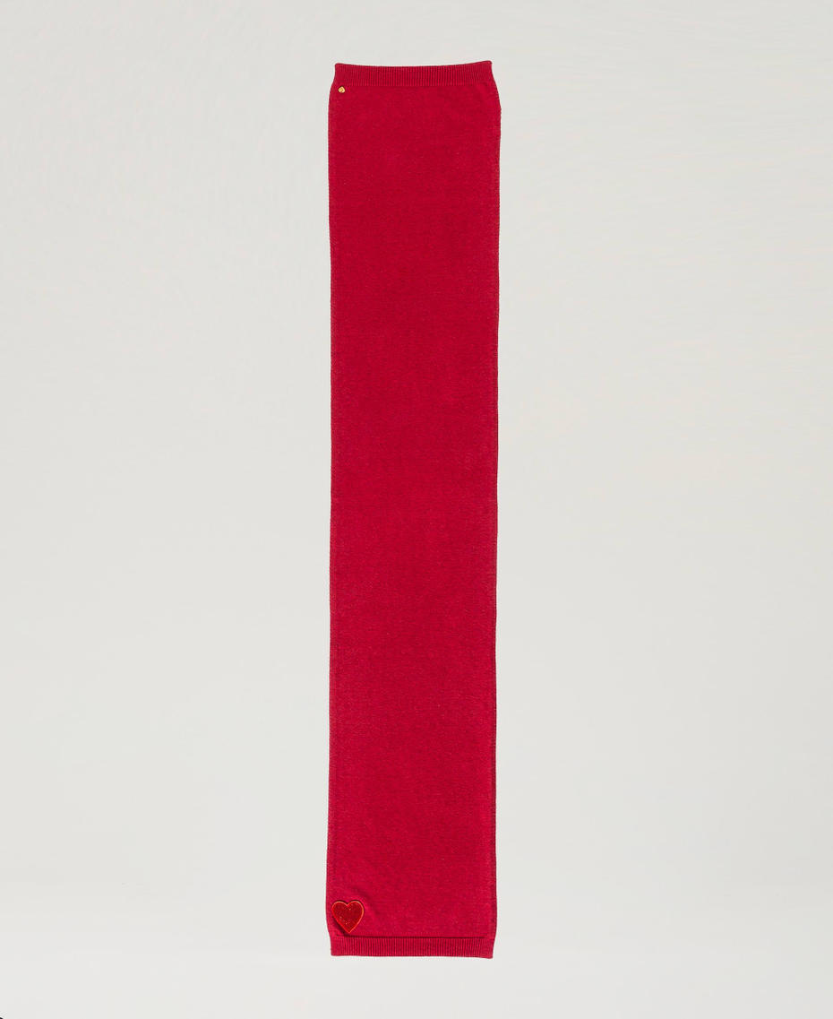 Sciarpa in maglia con patch a cuore Rosso Veneziano Donna 242LL5AEE_00740_05