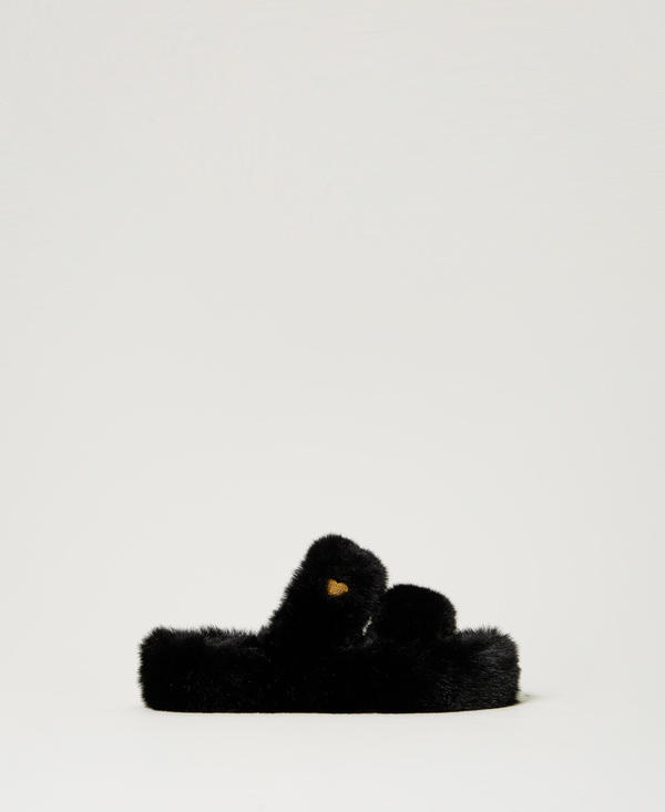 Faux fur slides