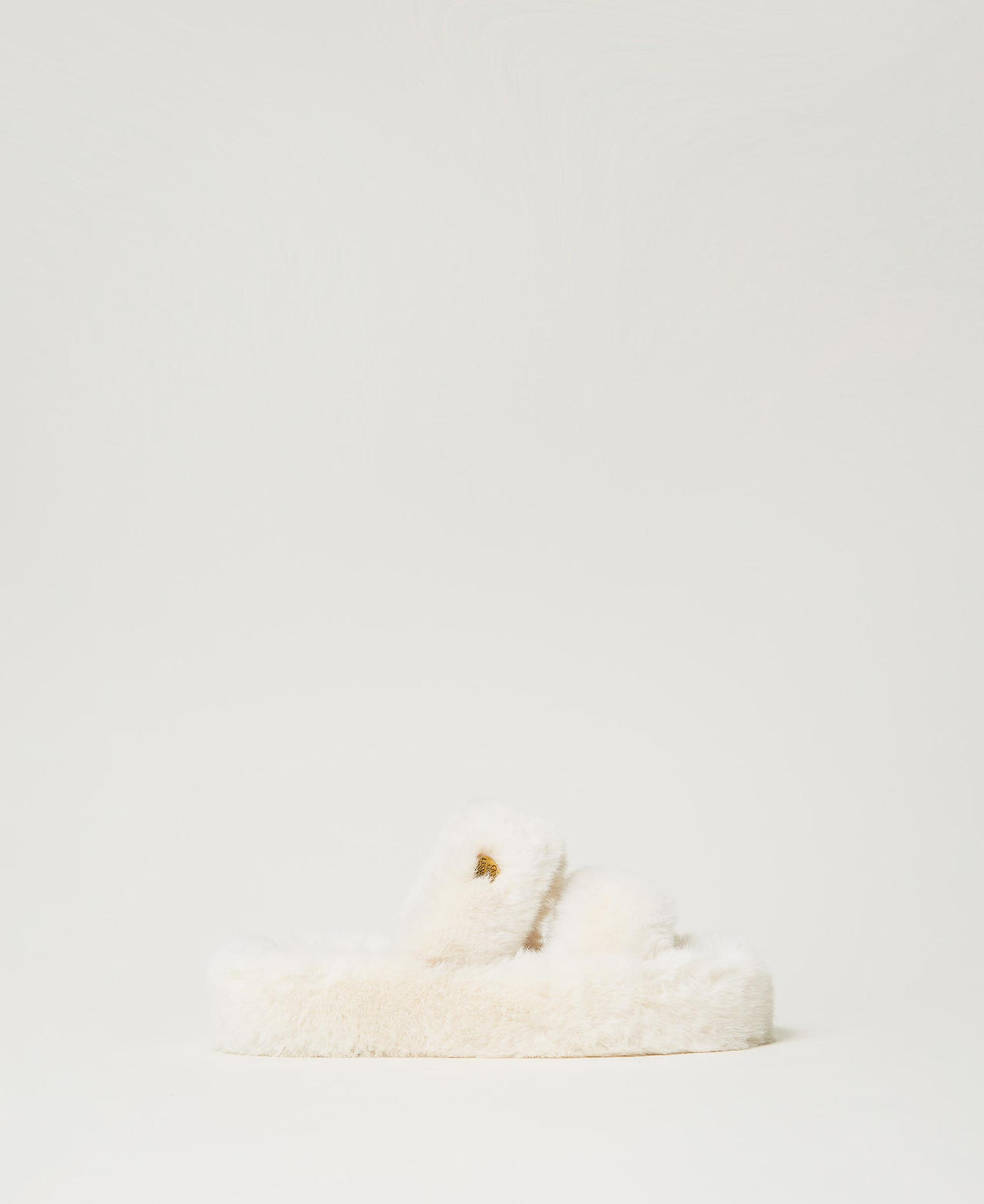 Sandales slides en fausse fourrure Blanc Antique White Femme 242LLT012_00245_01
