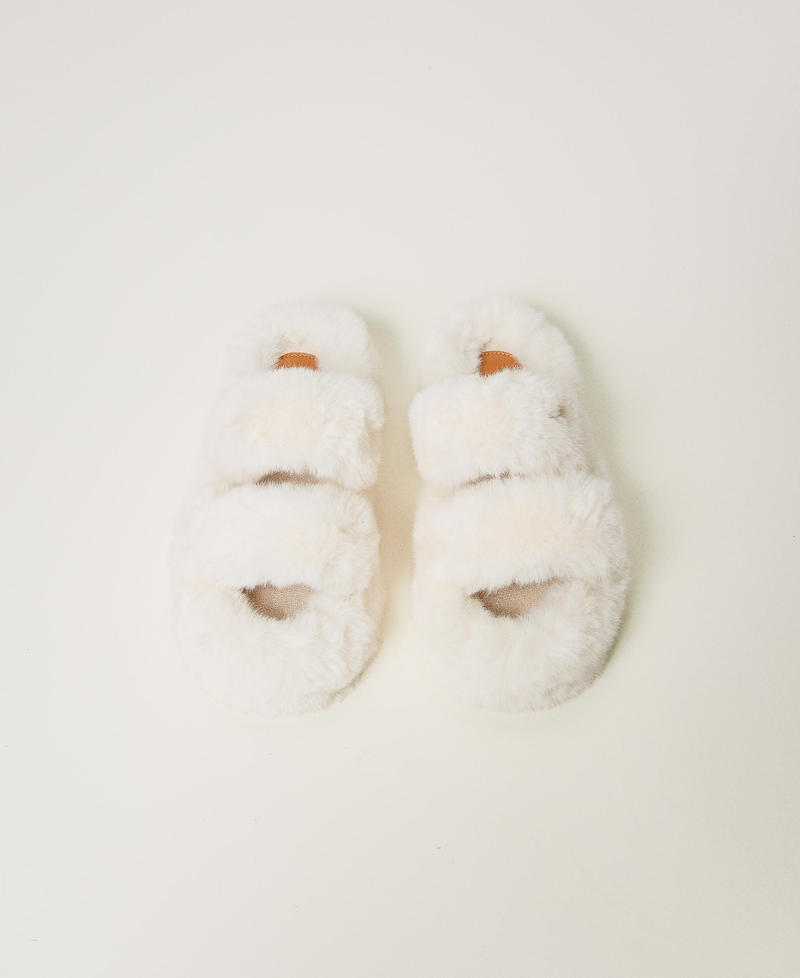 Faux fur slides Antique White Woman 242LLT012_00245_04