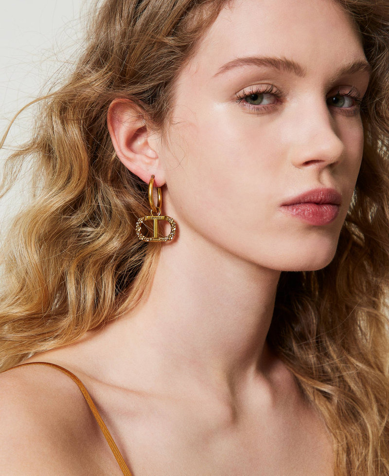 Loop earrings with floral Oval T Light Brass Woman 242TA4020-0T
