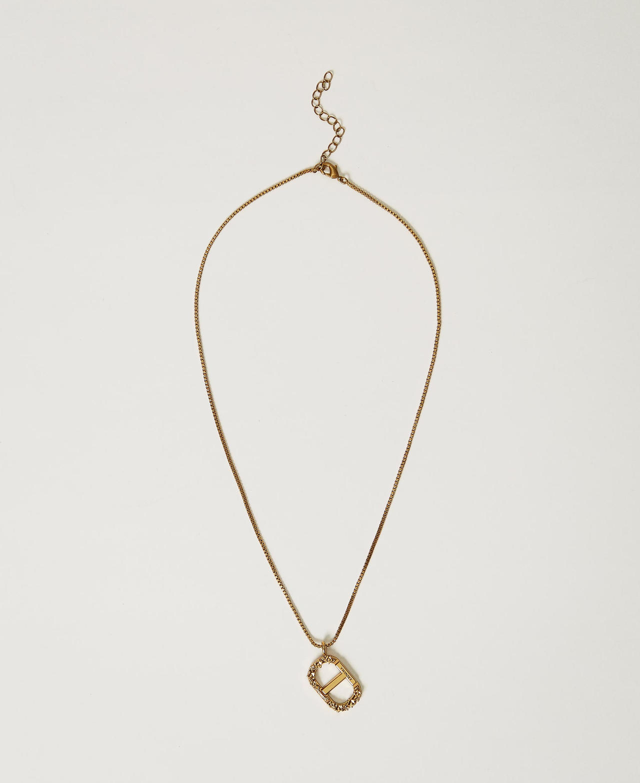 Halskette mit floralem Oval T Helles Messing Frau 242TA4021_11583_01