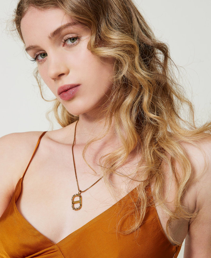 Necklace with floral Oval T Light Brass Woman 242TA4021_11583_T0