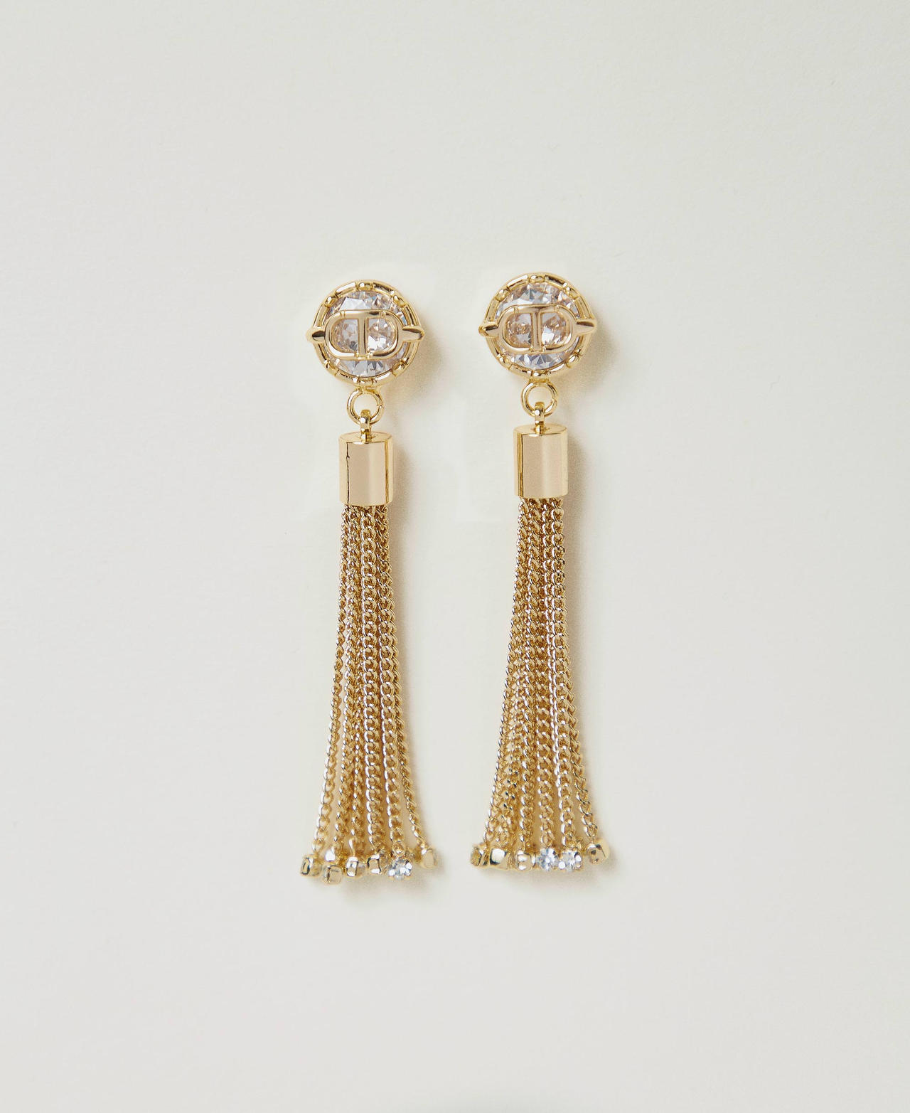 Tassel earrings with Oval T New Gold Woman 242TA4061_10630_01