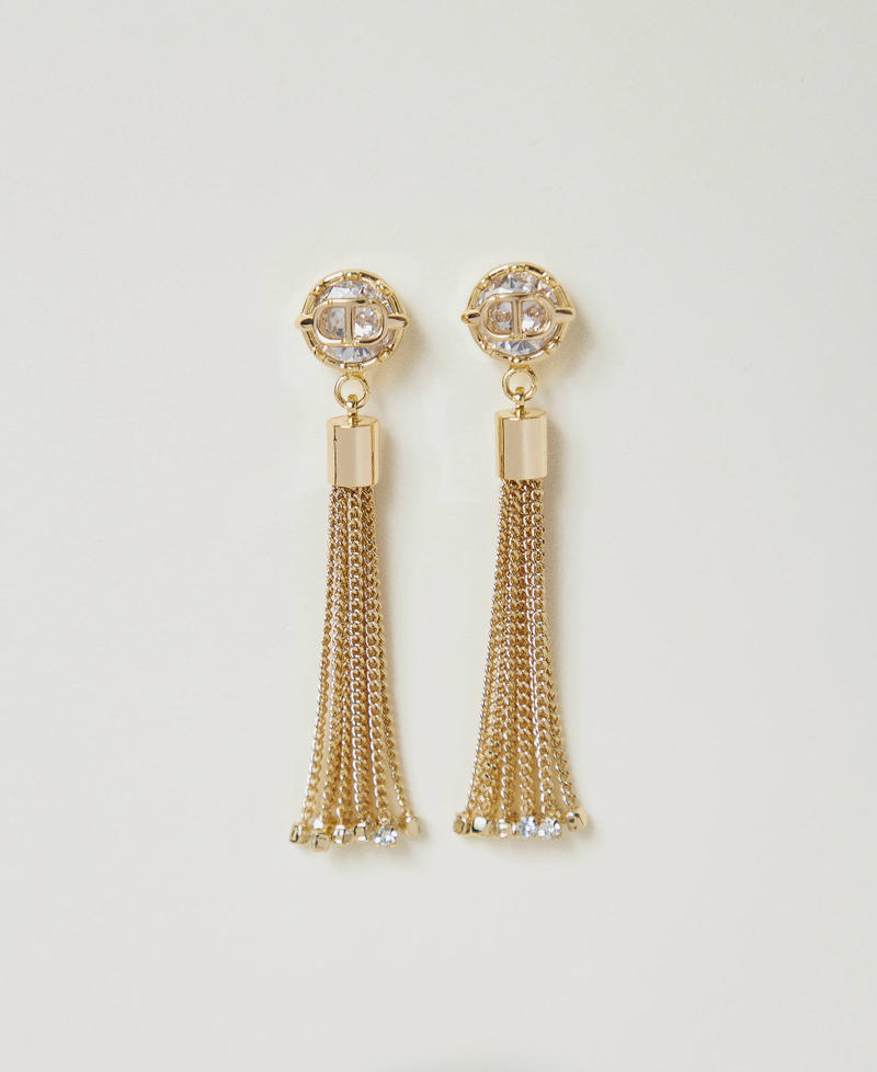 Tassel earrings with Oval T New Gold Woman 242TA4061_10630_01