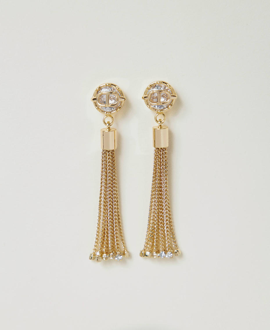 Tassel earrings with Oval T New Gold Woman 242TA4061_10630_01