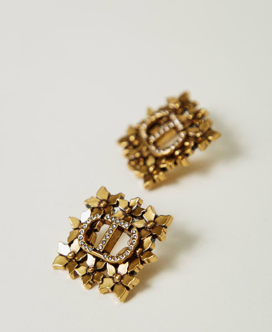 Orecchini Oval T con motivo floreale Ottone Chiaro Donna 242TA4070_11583_01