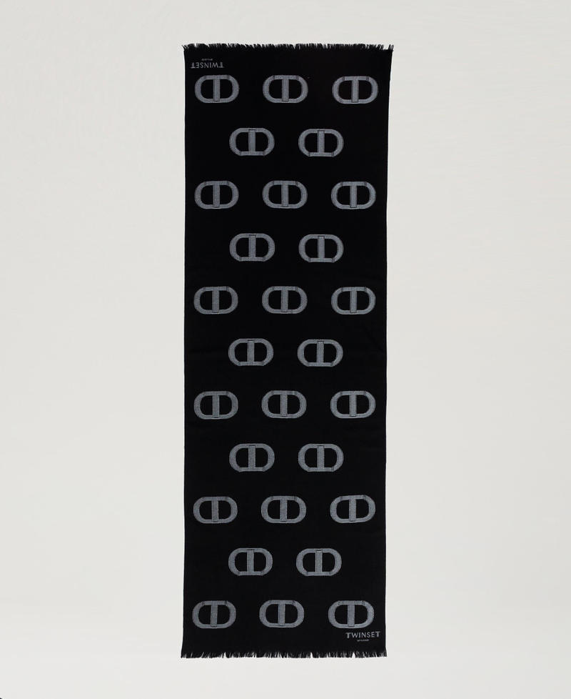 Stole with fil coupé Oval T pattern Black Woman 242TA4080_00006_05