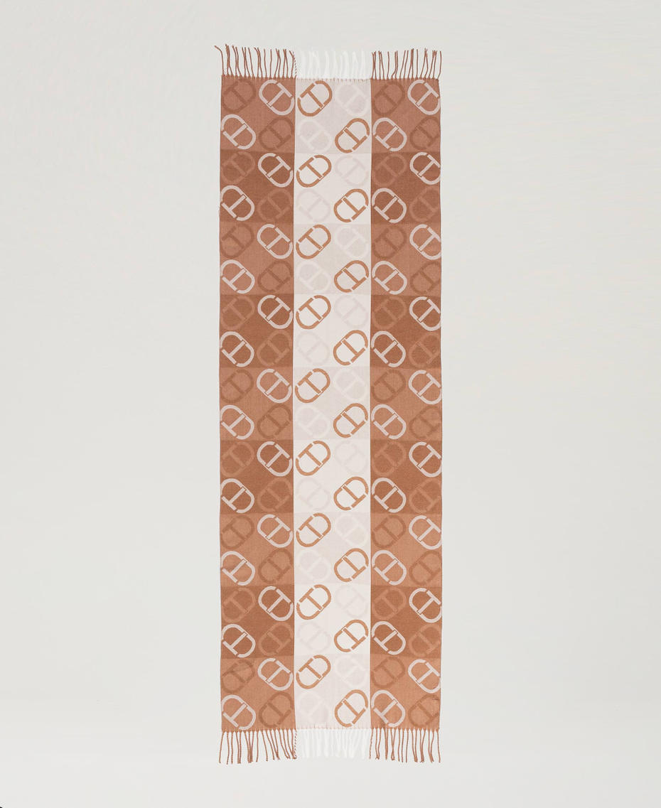 Jacquard wool cloth stole with Oval T