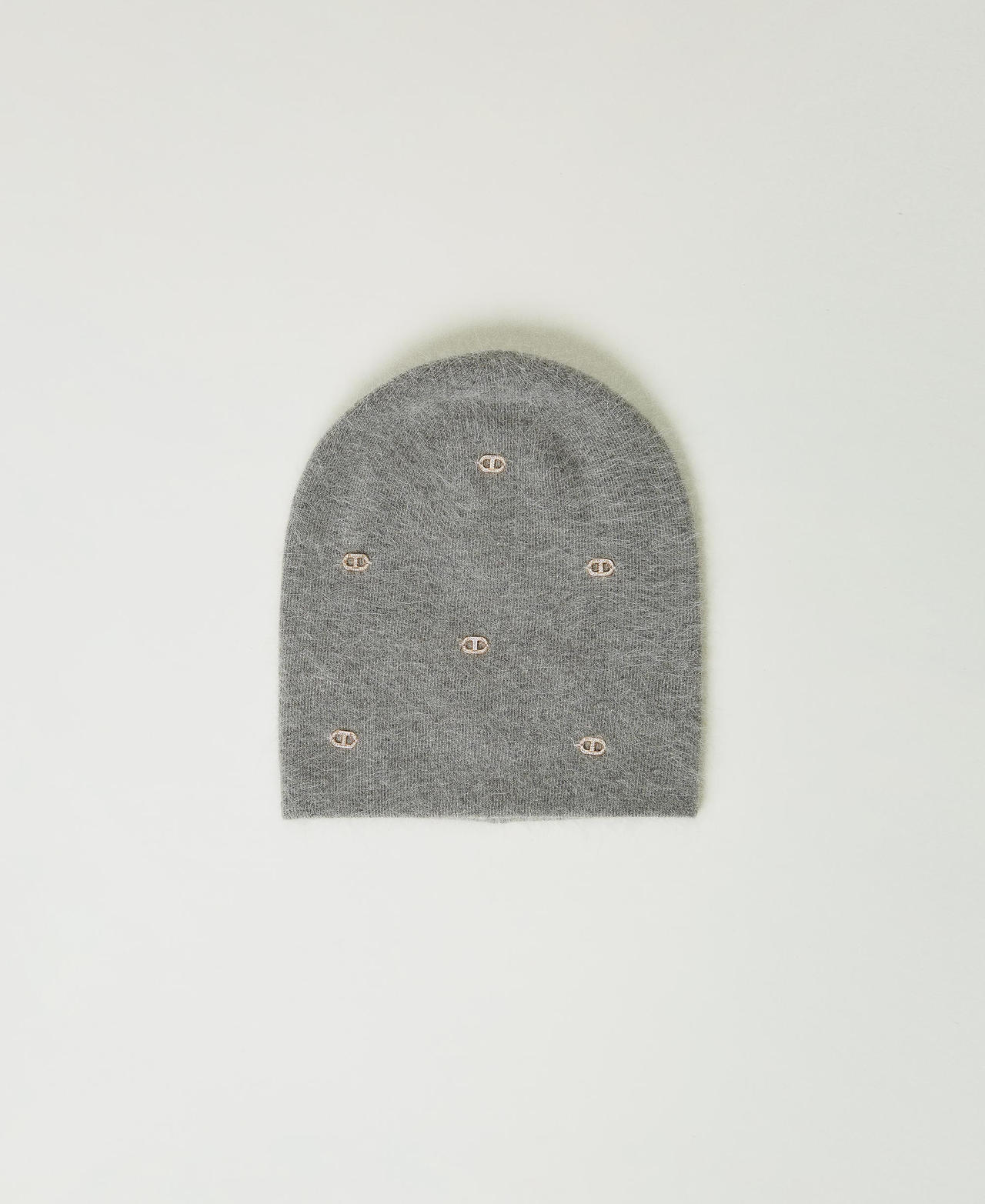 Cuffia in maglia con Oval T Warm Melange Gray Donna 242TA4140_11759_01