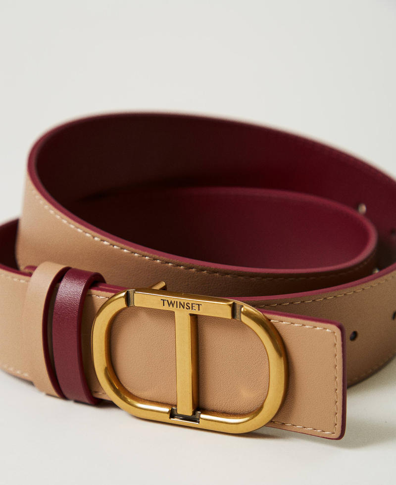 Reversible leather belt with Oval T