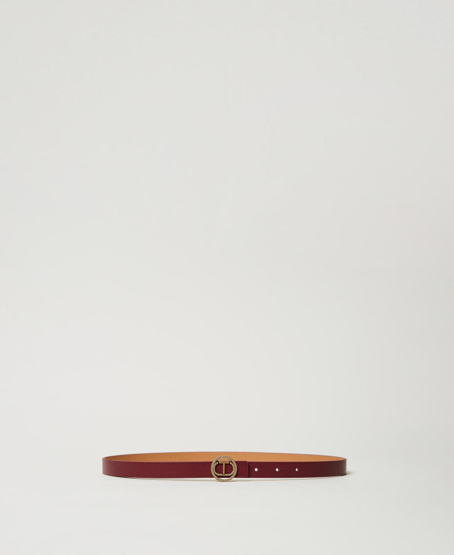 Belt with Oval T buckle and rhinestones &ldquo;Red Plum&rdquo; Purple Woman 242TA4230_05245_01