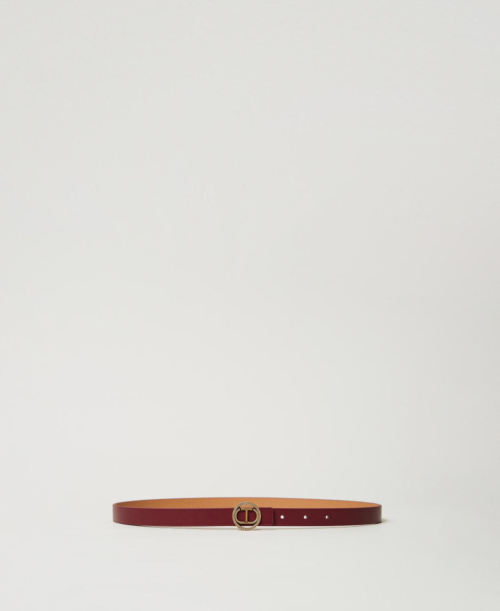 Belt with Oval T buckle and rhinestones &ldquo;Red Plum&rdquo; Purple Woman 242TA4230_05245_01