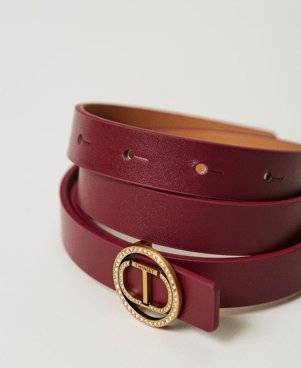 Belt with Oval T buckle and rhinestones &ldquo;Red Plum&rdquo; Purple Woman 242TA4230_05245_02