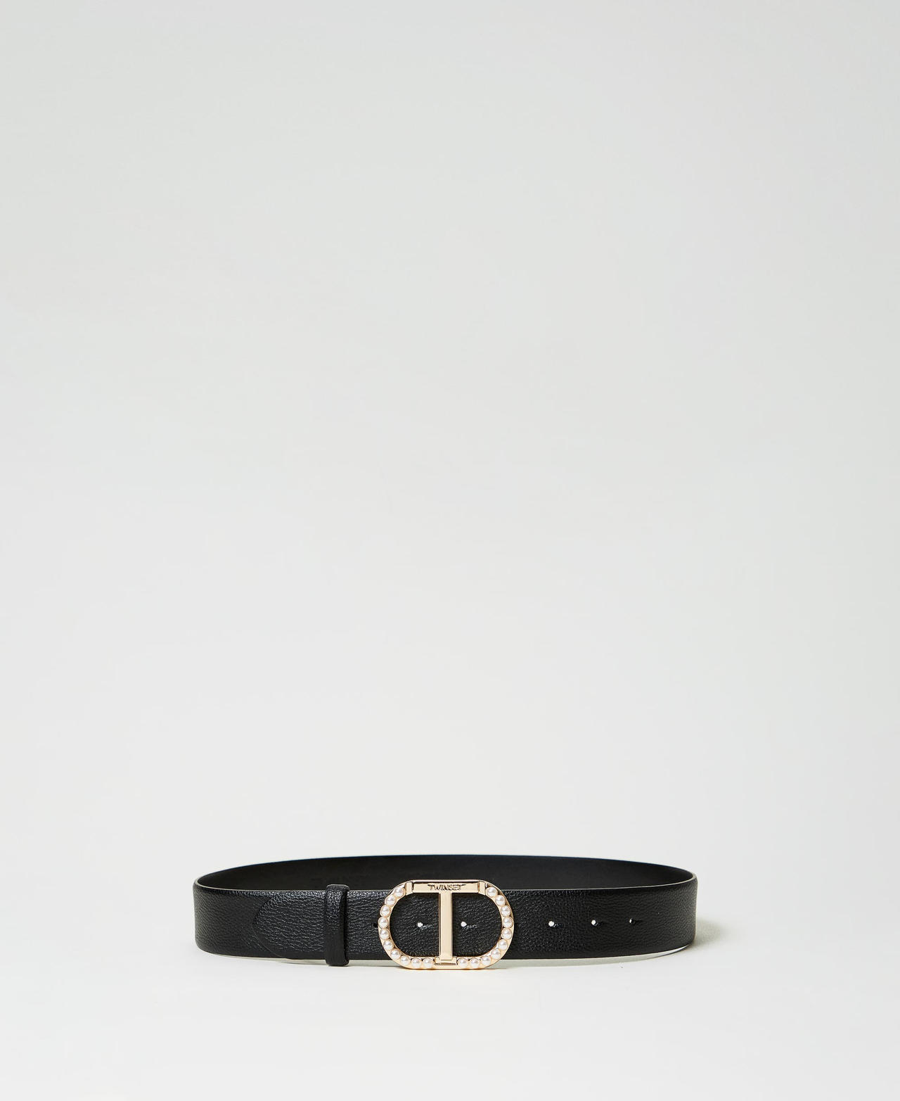 Ceinture avec boucle Oval T et perles Femme Noir TWINSET Milano