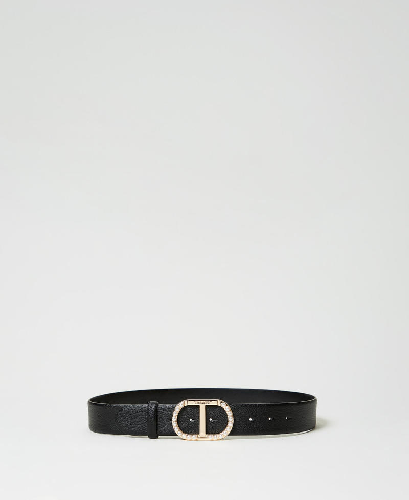 Belt with Oval T buckle and pearls