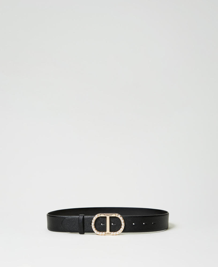 Belt with Oval T buckle and pearls