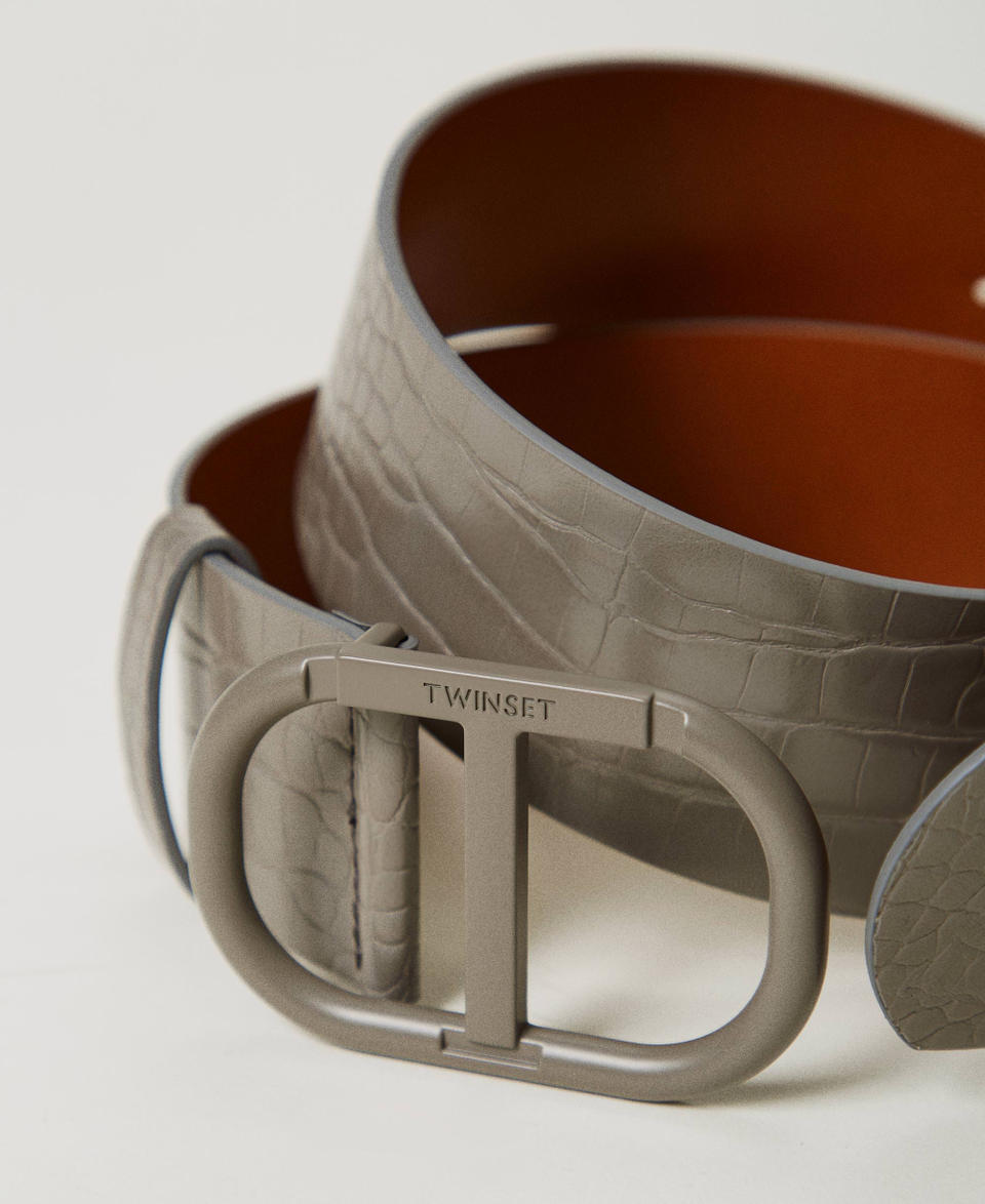 Croc print belt Grey Stone Woman 242TA4400_00158_02