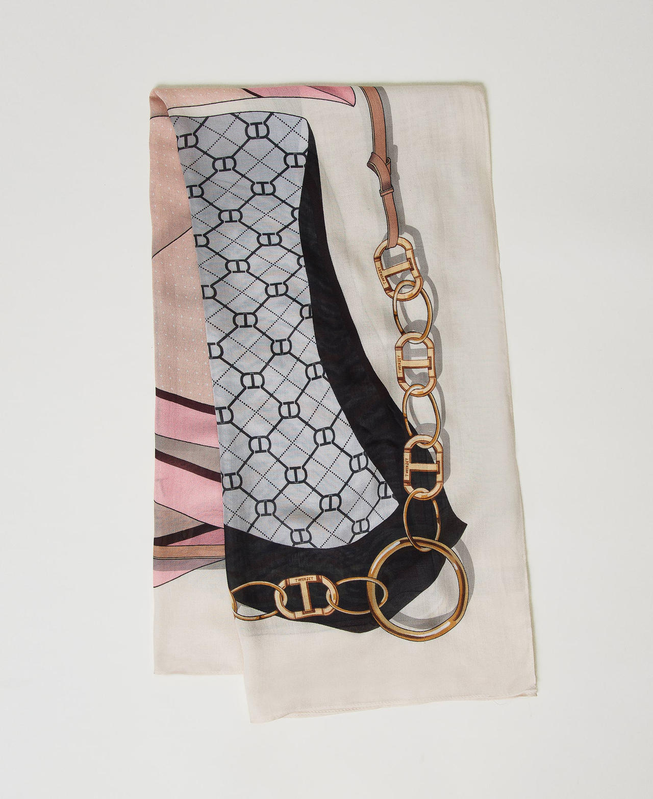 Keffieh avec m&eacute;lange d&rsquo;imprim&eacute;s Imprim&eacute; M&eacute;lang&eacute; Foulard Nude Clair Femme 242TA4490_11902_01