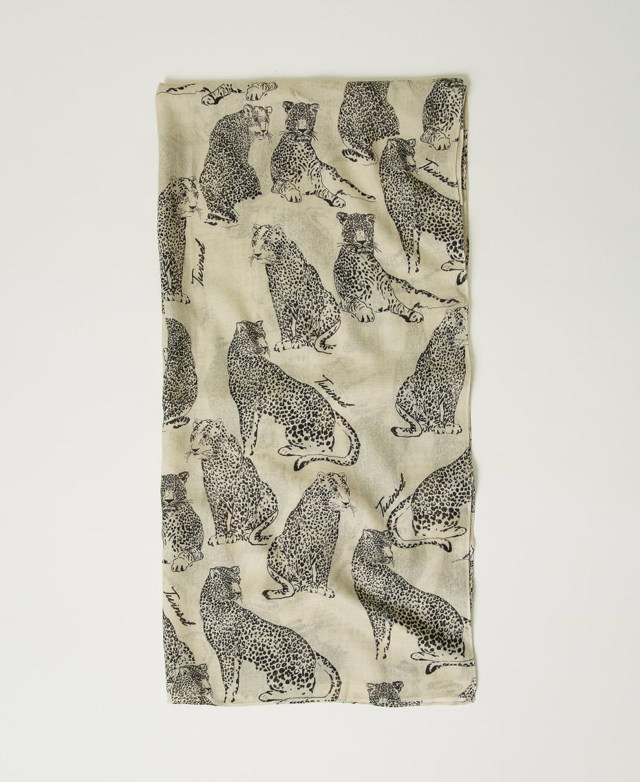 Stole with printed jaguars