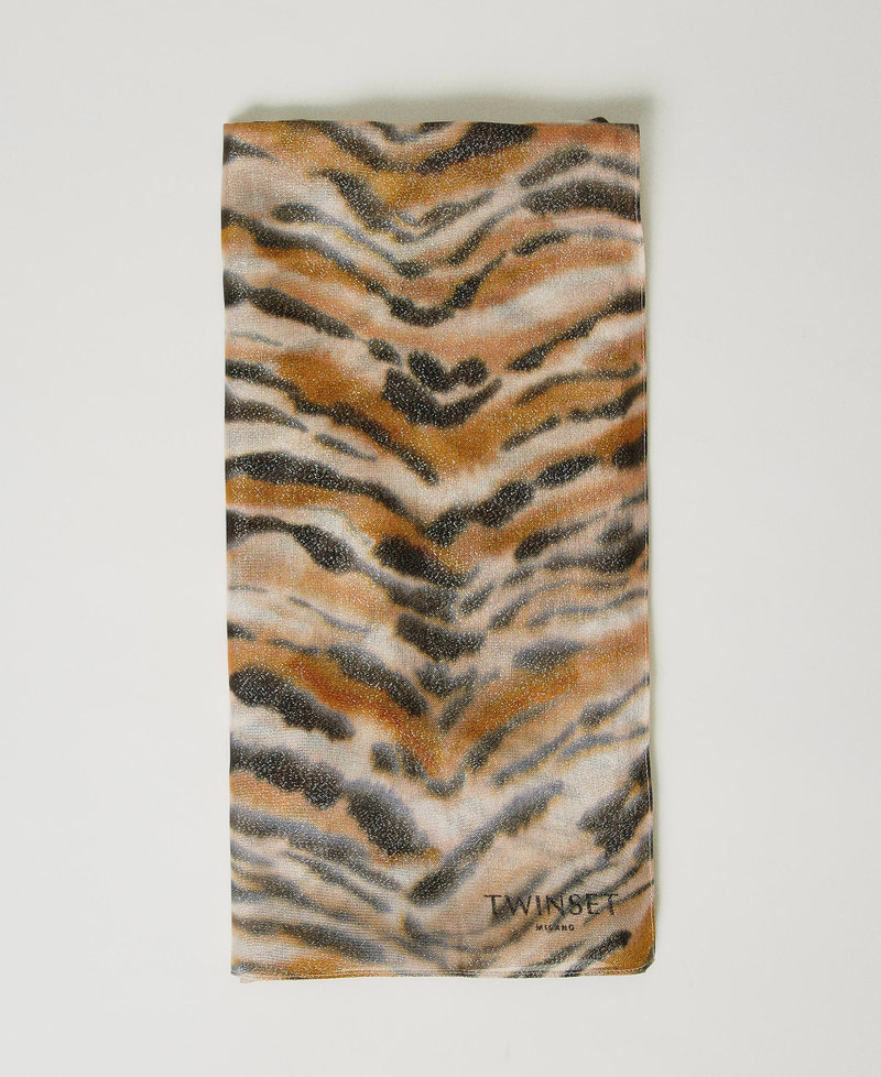 Animal print stole Tenn&egrave; Orange / Black Tiger Print Woman 242TA4660_11825_01