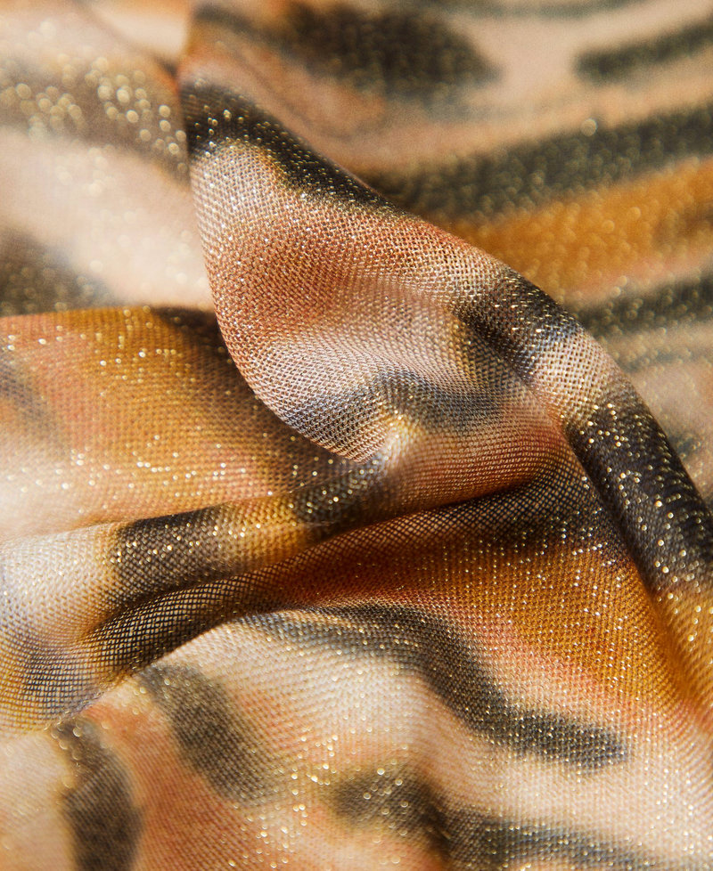 Animal print stole Tenn&egrave; Orange / Black Tiger Print Woman 242TA4660_11825_02