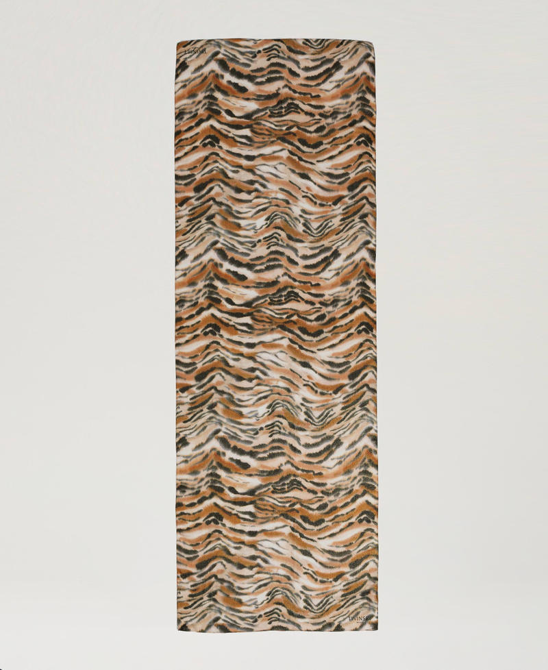 Animal print stole Tenn&egrave; Orange / Black Tiger Print Woman 242TA4660_11825_05