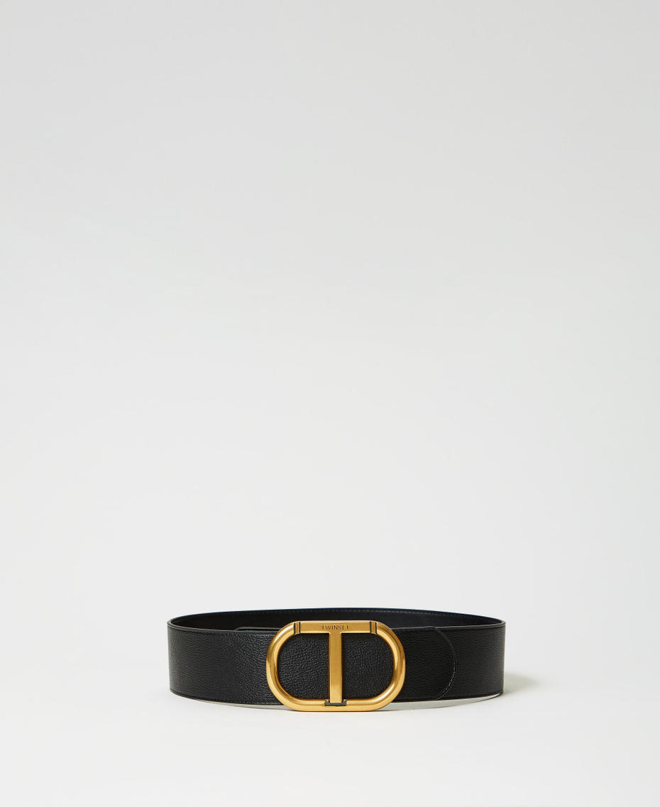 Belt with Oval T maxi buckle Black Woman 242TA4680_00006_01